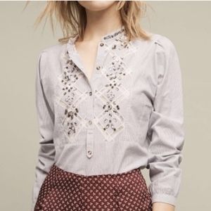 Anthropologie Floreat Beaded Popover Top | Size 6
